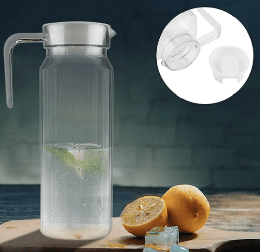 Acrylic Transparent Juice Bottle Drinking Bottle Striped Water Ice Cold Juice Jug with Lid for Bar Home (1100ml) - Image 2